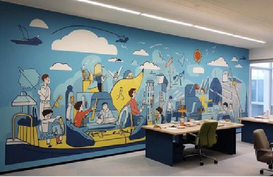 荥阳办公室墙绘的特点。