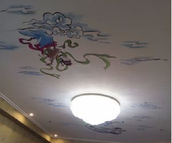 荥阳如何快速绘制天花板上的手绘墙？